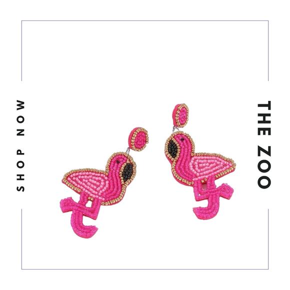 Beaded Flamingo Earrings - Picture 1 of 1